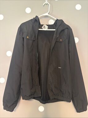 Volcom Black Hooded Windbreaker Jacket